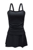 Solid Square Neck Sleeveless Tankini Swimsuit